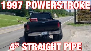 1997 Ford F 350 73L POWERSTROKE EXHAUST w 4 INCH STRAIGHT PIPES [upl. by Mayfield372]