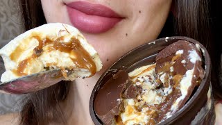 Magnum Double Sea Salt Caramel Ice Cream Mukbang Eating Nylon gloves [upl. by Goines]