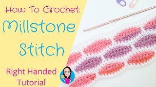 Millstone Crochet Stitch  Right Handed  Brick Stitch  Wave Stitch  How to Crochet  UK Terms [upl. by Aihsekal26]