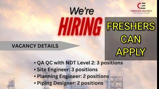 FRESHERS JOBS QAQC WITH NDT LEVEL II [upl. by Buffum966]