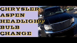 How to change headlight bulb in Chrysler Aspen [upl. by Cullie]