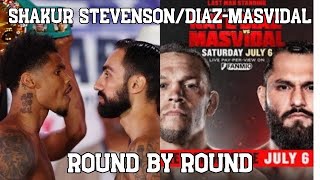 SHAKUR STEVENSON amp DIAZMASVIDAL FULL FIGHT ROUND BY ROUNDWATCH PARTY [upl. by Baten329]