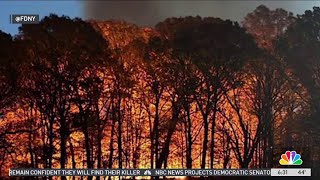 Fire in a New York City park Crews battle Prospect Park brush fire  NBC New York [upl. by Penney458]