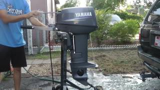 2005 Yamaha 25hp 2 Stroke Outboard Motor Tiller [upl. by Ydnil]