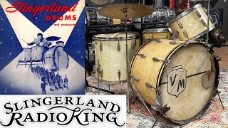 40s 1 Owner Slingerland Radio King Vintage Drum Set 131624 14 Solid Shell Single Ply Snare Drum [upl. by Bak]