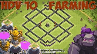 Base farming HDV 10 semitroll  Protection elixir noir  Clash of Clans Fr [upl. by Oicelem]