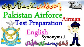 Pakistan Airforce AirmanAerotradeGCPFampDIProvostMTD PAF English Test Synonyms Mcqs  EduSmart [upl. by Greenfield]