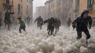 Hail of critical size for Poland fell in Wolbrom 1000 houses and cars destroyed [upl. by Steel]