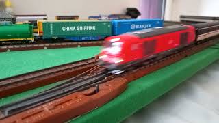 Tillig TT vectron hauling Hornby Mk3 coaches [upl. by Eilra]