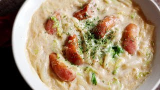 Creamed Wiener Sausage and Chinese cabbage Recipeウインナーと白菜のクリーム煮レシピ without heavy cream milk only [upl. by Helgeson]