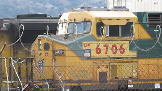 121723 Pre CNW paint UP 6706 peeking out at City of Industry CA [upl. by Annawoj11]