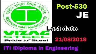 VIZAG Steel Recruitment 530 Post Junior Trainee 2019 [upl. by Atiragram]