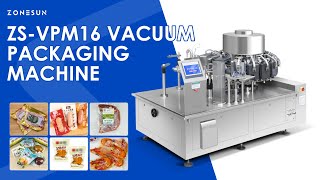 ZONESUN Automatic Rotary Filling Vacuum Sealing Packaging Machine ZSVPM16 [upl. by Legnaros]