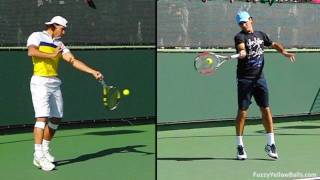 Roger Federer and Rafael Nadals Forehands Compared [upl. by Adnovad419]