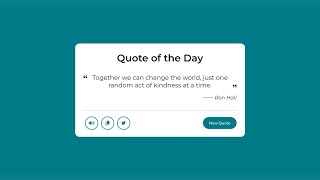 Random Quote Generator Using JavaScript  30 JavaScript Projects in 30 Days  Day  8 [upl. by Ylatfen]