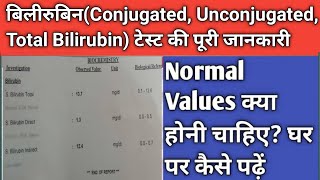 Bilirubin Test Report ख़ुद पढ़ना सीखेंNormal Values And Test Result in HindiBilirubin Problem [upl. by Bessy]