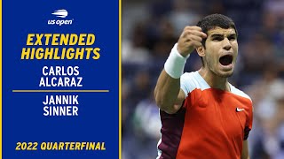 Carlos Alcaraz vs Jannik Sinner Extended Highlights  2022 US Open Quarterfinal [upl. by Menis146]