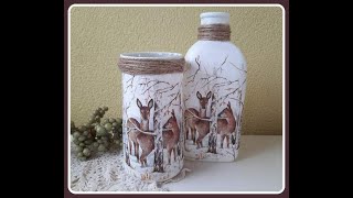 Decoupage met servet op glas [upl. by Sihon655]