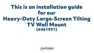 Install Guide Heavy Duty Large Screen Tilting TV Wall Mount Video [upl. by Amoihc]