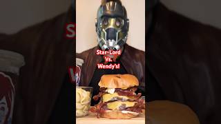 mukbang asmr eatingsounds burger wendys Cosplay Star Lord Guardians Of The Galaxy Baconator [upl. by Aniles]