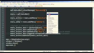19  Python PyQt Interfaz gráfica  menuBar Barra de Herramientas [upl. by Borden797]
