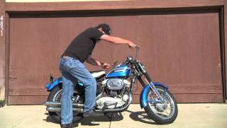 Motorcycle Kick Start Demonstration 1969 HarleyDavidson XLCH Sportster [upl. by Atinar62]