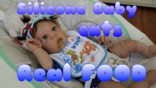 Silicone Baby Doll Eats REAL Food  Lifelike Silicone Baby Doll [upl. by Marler]