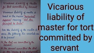 Vicarious liability of masteremployer for tort committed by servant employee [upl. by Blair495]