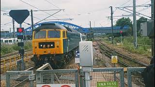 Class 47 Diesel Locomotive heading through Peterborough Station platform 4 [upl. by Asiulana805]