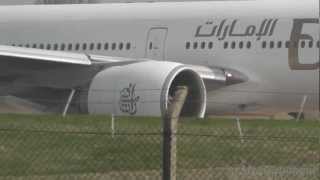 Emirates 777300ER A6EBL Takeoff at Birmingham Airport Full ATC [upl. by Donia480]