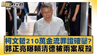 柯文哲210萬金流罪證確鑿？郭正亮曝賴清德被兩案反殺 【新聞大白話】 202409291｜黃揚明 葉元之 毛嘉慶 [upl. by Frazer145]