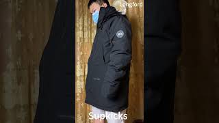 Canada Goose Langford Parka Black Label with Hood Trim Try on Review canadagooselangford shorts [upl. by Obelia753]