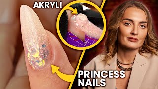 Błyszczące paznokcie akrylowe  Jak zrobić Princess Nails akrylożelem na szablonie [upl. by Ainala489]