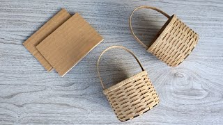 REALISTIC MINI BASKET FROM CARDBOARD  DIY Handmade Cardboard Craft  Best Display Ideas [upl. by Yannodrahc]