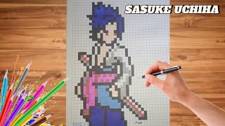 Pixel Art Perfecto Cómo dibujar a SASUKE UCHIHA  Tutorial [upl. by Noni]