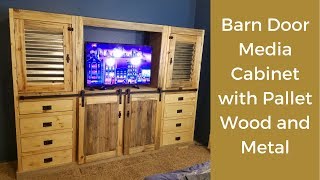 DIY Rustic Barn Door Media Cabinet  WOW Full Build [upl. by Chemush912]