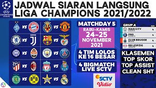 🔴 Jadwal Siaran Langsung Liga Champions Live SCTV Matchday 5 Malam Ini Lengkap 2425 November 2021 [upl. by Cyprio464]