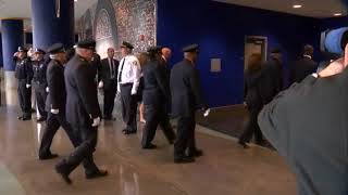 Officer Craig Lehners K9 Shield escorts his casket before Lehners funeral [upl. by Ayim419]