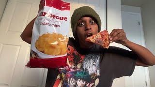 Pizza And Bbq chips Mukbang  Liw budget Eating [upl. by Knarf]