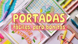 PORTADAS PARA CUADERNOS FÁCILES PERO BONITAS 💖 CARÁTULAS CREATIVAS CON ROTULADORES y RESALTADORES [upl. by Ahsya]