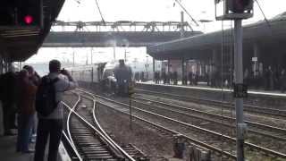 LNER A4 60007 Sir Nigel Gresley at Doncaster Railway Station with The Cathedrals Express [upl. by Slaohcin624]