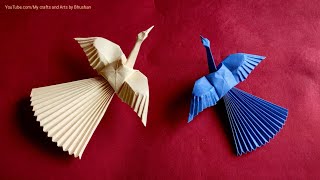 Tutorial  How to make an Origami Crane bird easily  DIY paper bird [upl. by Buonomo]