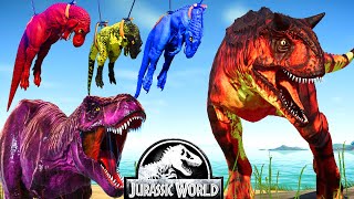 Tyrannosaurus Rex vs Carnotaurus Dinosaurs Breakout Dinosaurs Fighting in Jurassic World Evolution [upl. by Howie]