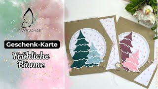 Geschenkkarte Fröhliche Bäume Anleitung  Anfänger  Tutorial  Step by Step  DIY  pappyjon [upl. by Modern]