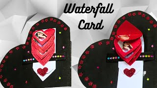 How to make Waterfall card  Heart shape waterfall card  Diy scrapbook card making [upl. by Otreblide978]