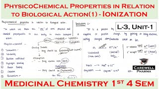 physicochemical properties in relation to biological action Part1  L3 U1  Medicinal Chem 1 [upl. by Goulette]