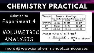 Chemistry Practical Solution for Experiment 4  VOLUMETRIC ANALYSIS jonahemmanuel [upl. by Maia]