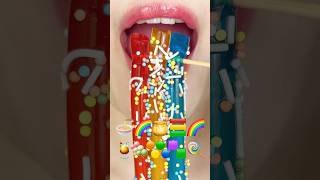 ASMR EMOJI FOOD 🍜🌈🍯🟨🟩🌈🍹🍡🟠🔵🟪🟩🍭 이모지 먹방 sped up [upl. by Ennaihs147]