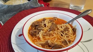 Sopa de fideo con carne de res😋 comida de rancho [upl. by Ilrebmyk160]