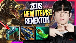 ZEUS TRIES RENEKTON WITH NEW ITEMS  T1 Zeus Plays Renekton TOP vs Akali  Season 2024 [upl. by Tobie]